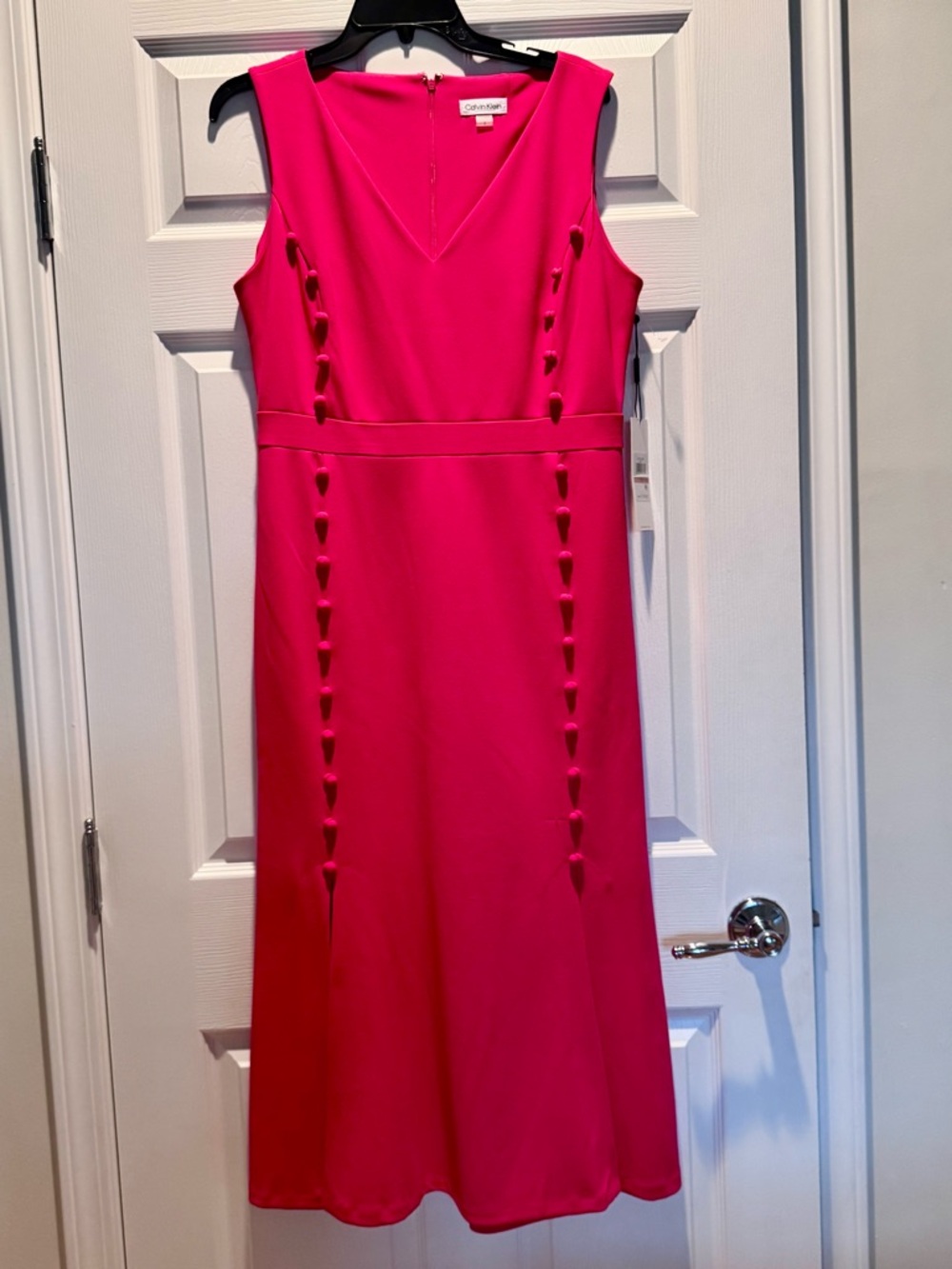 Calvin Klein Hot Pink Sleeveless Sheath Midi Dress